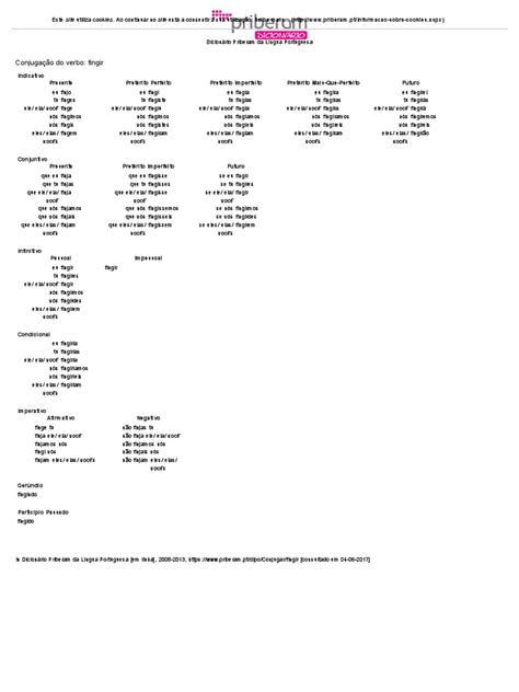 Conjugação do verbo fingir